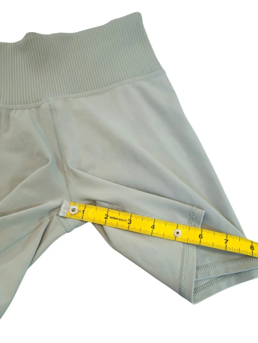Vuori Inversion Rib High Waist Bike Shorts Sage Green XS Athletic Biker Shorts - Picture 8 of 9
